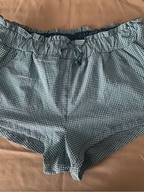 FP Movement by Free People Light Blue Gingham Elastic Waist Athletic Shorts